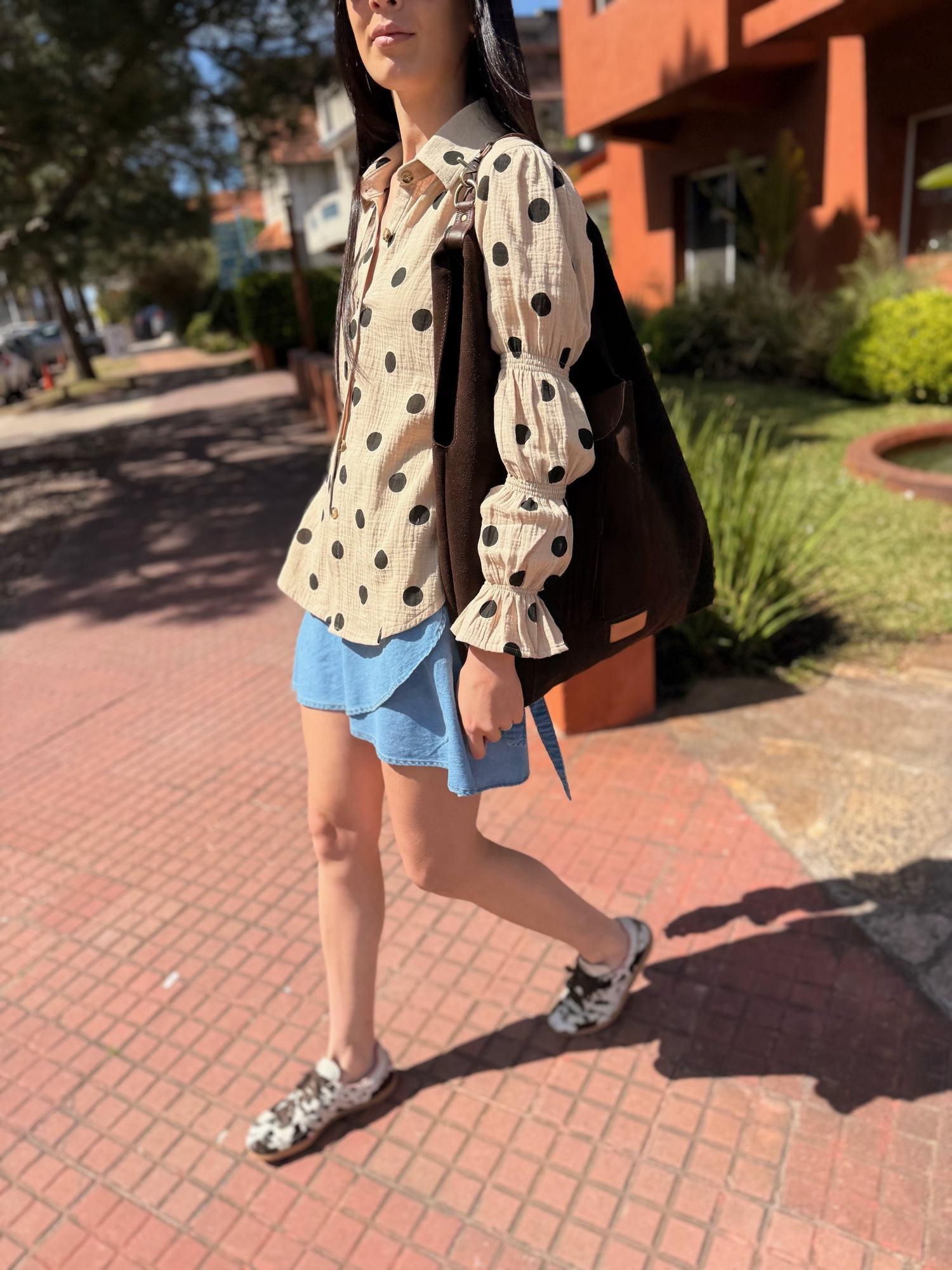 Camisa 24/7 polka dots beige
