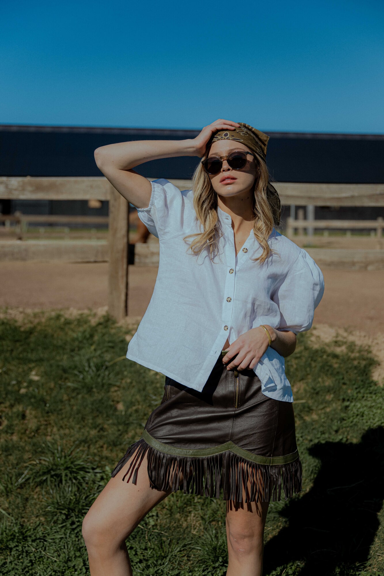 Falda Country leather skirt