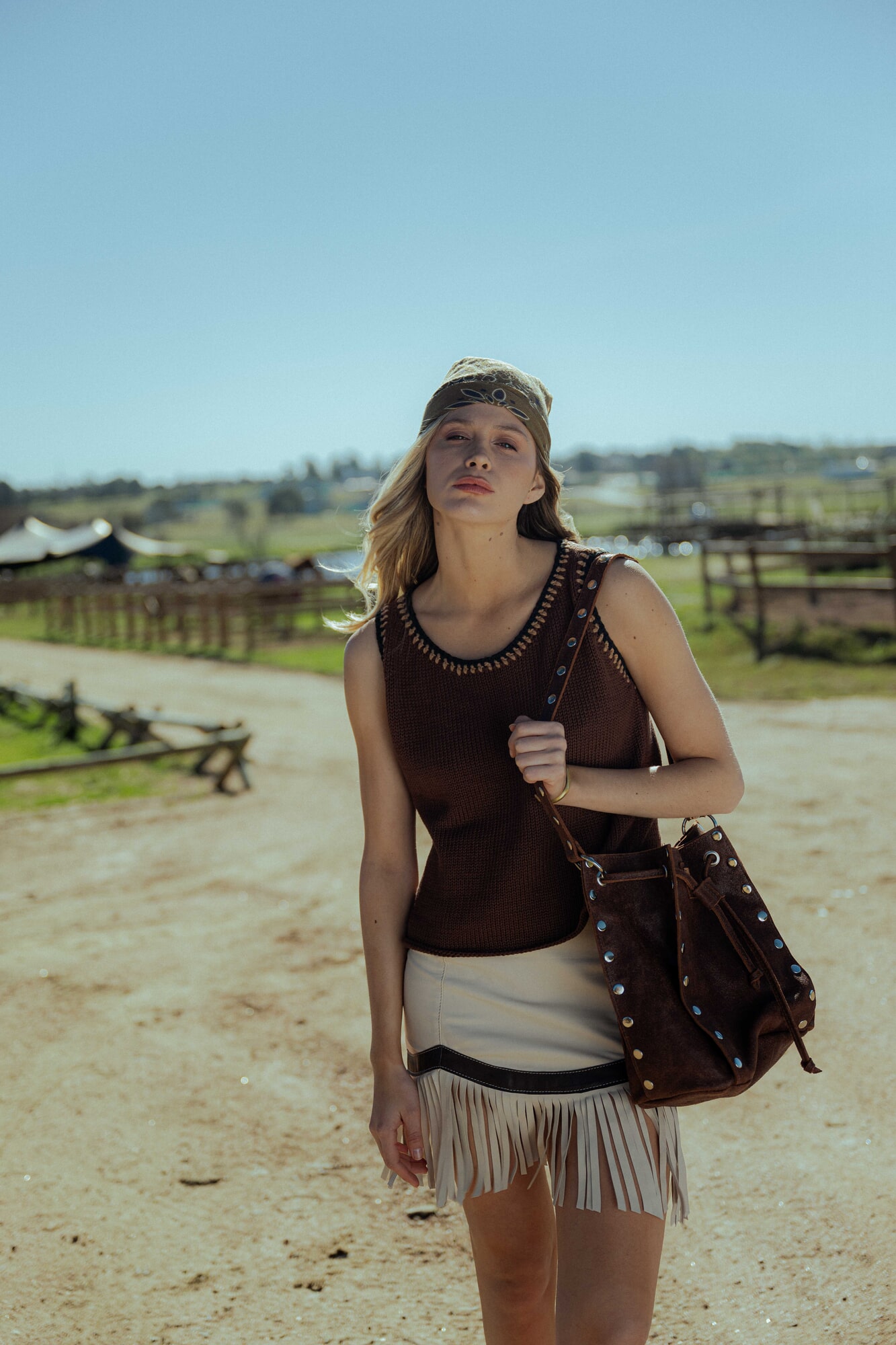 Falda Country leather skirt