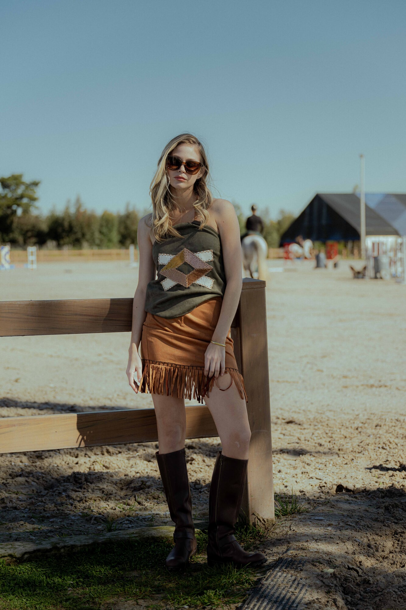 Top Suede geometrico