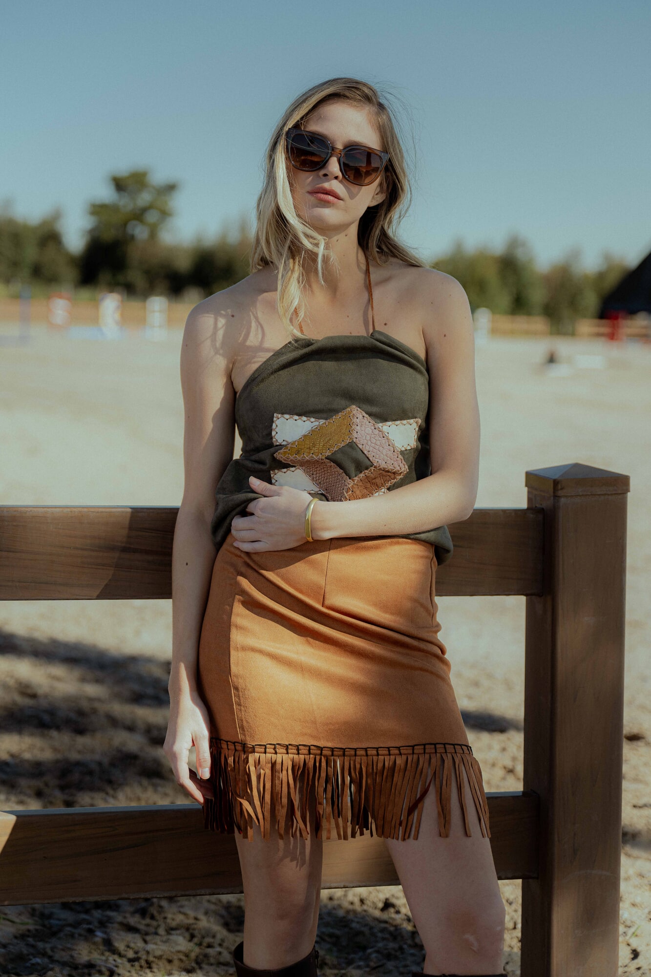 Top Suede geometrico