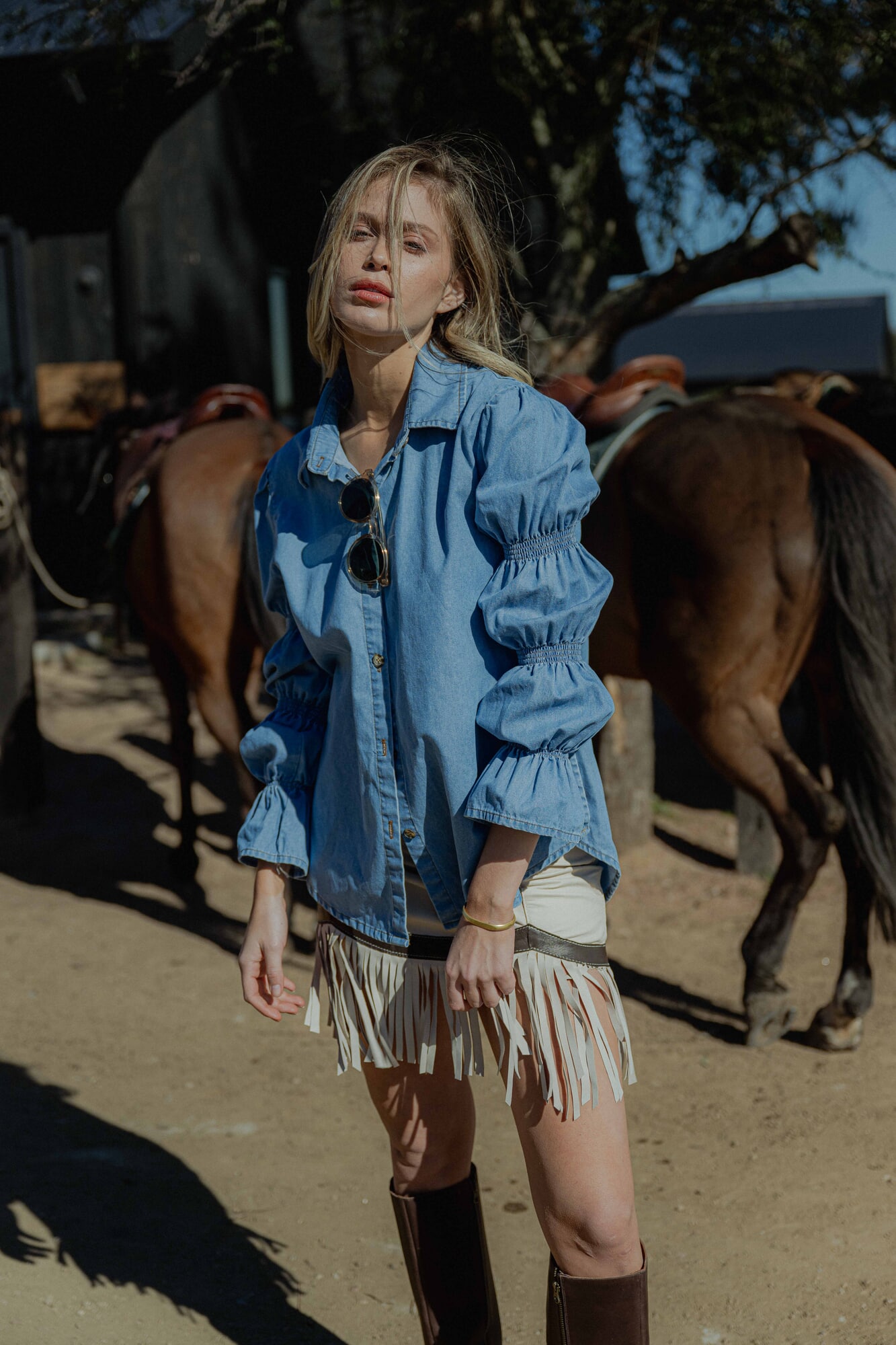 Falda Country leather skirt