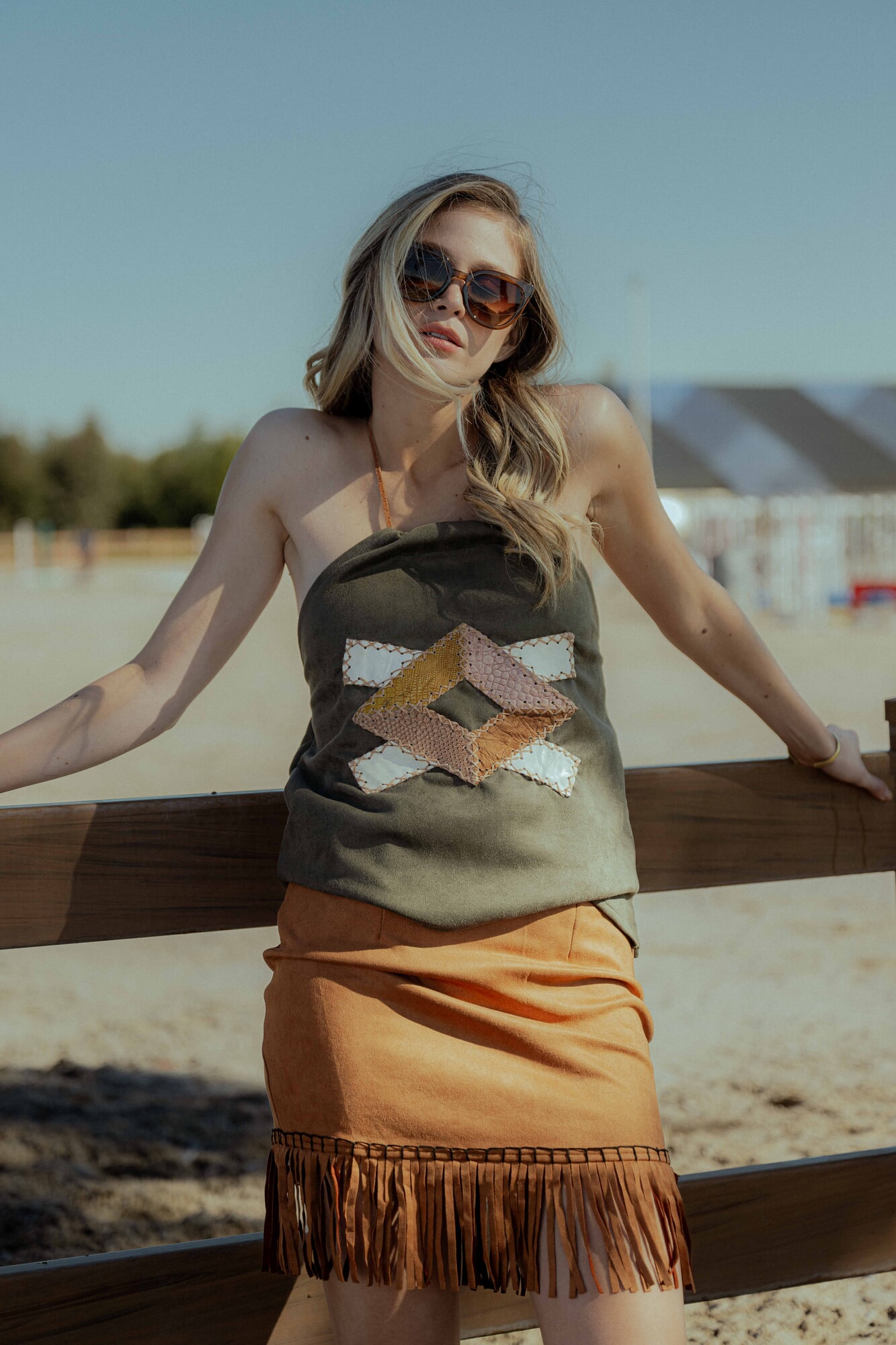 Top Suede geometrico