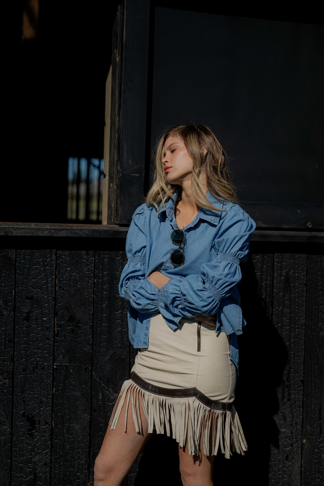 Falda Country leather skirt
