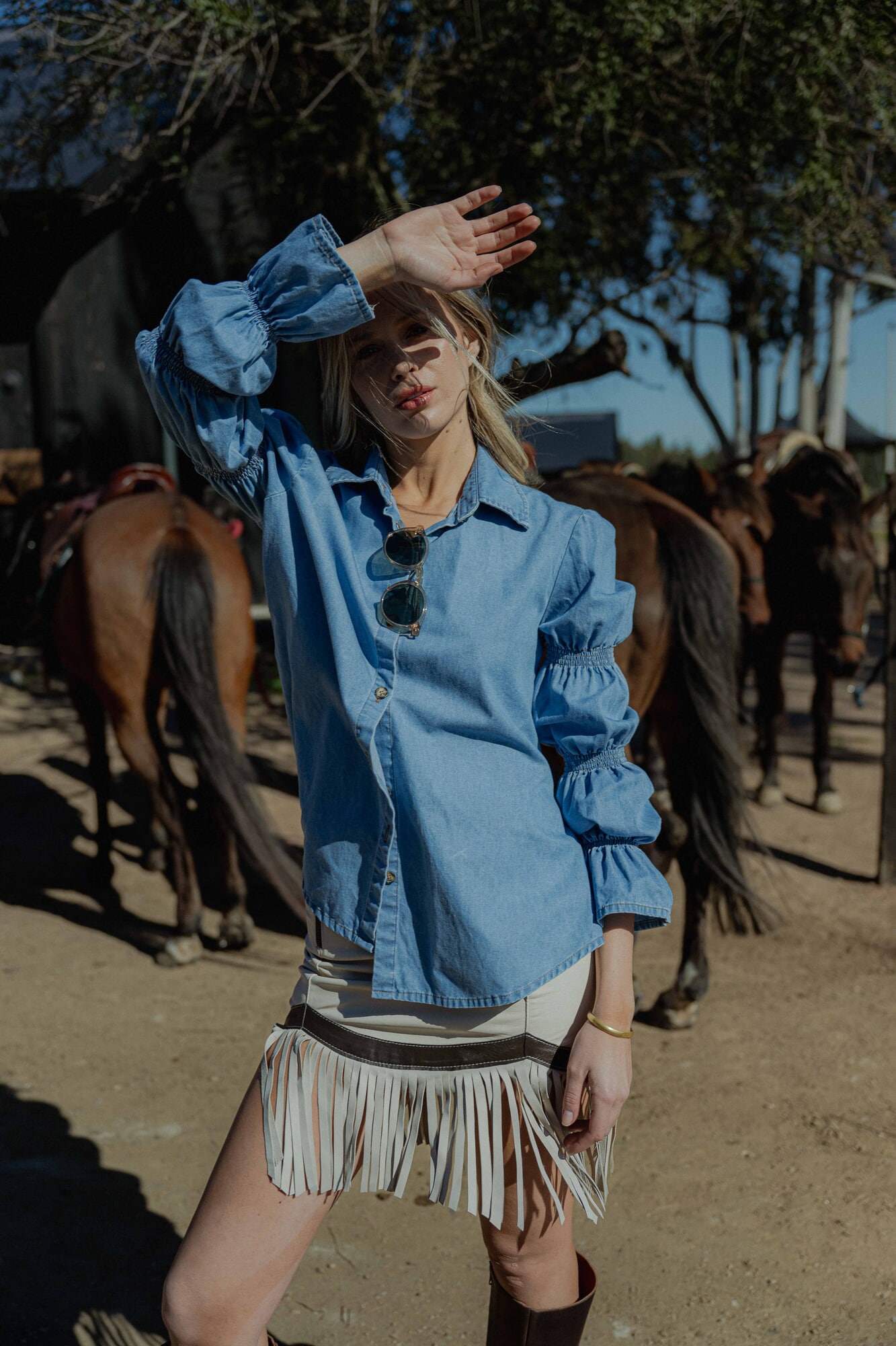 Falda Country leather skirt