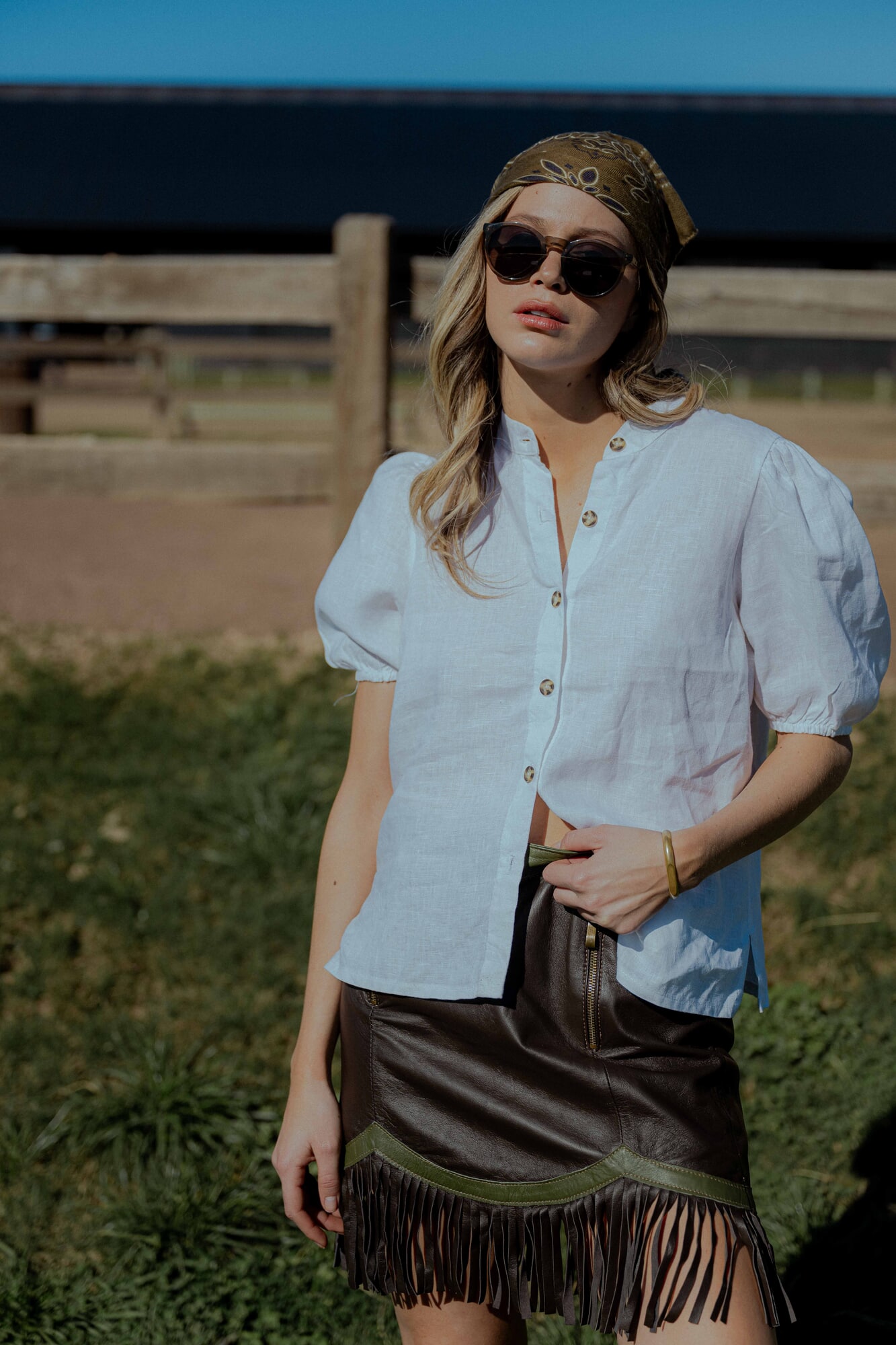 Falda Country leather skirt