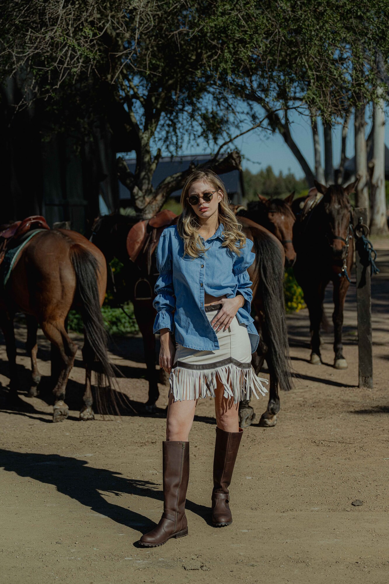 Falda Country leather skirt