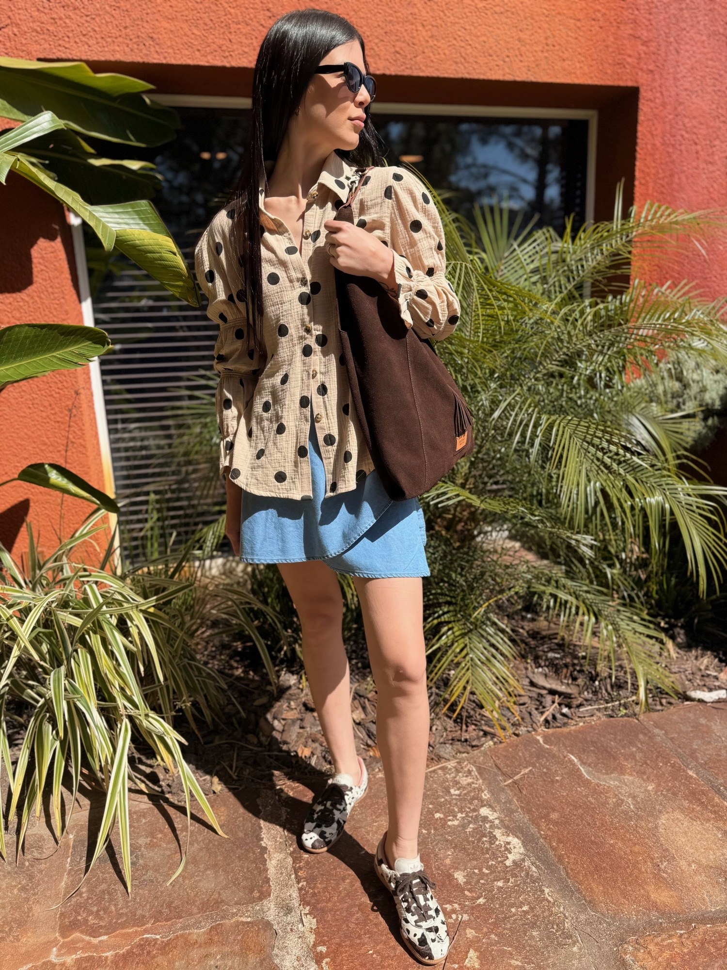 Camisa 24/7 polka dots beige
