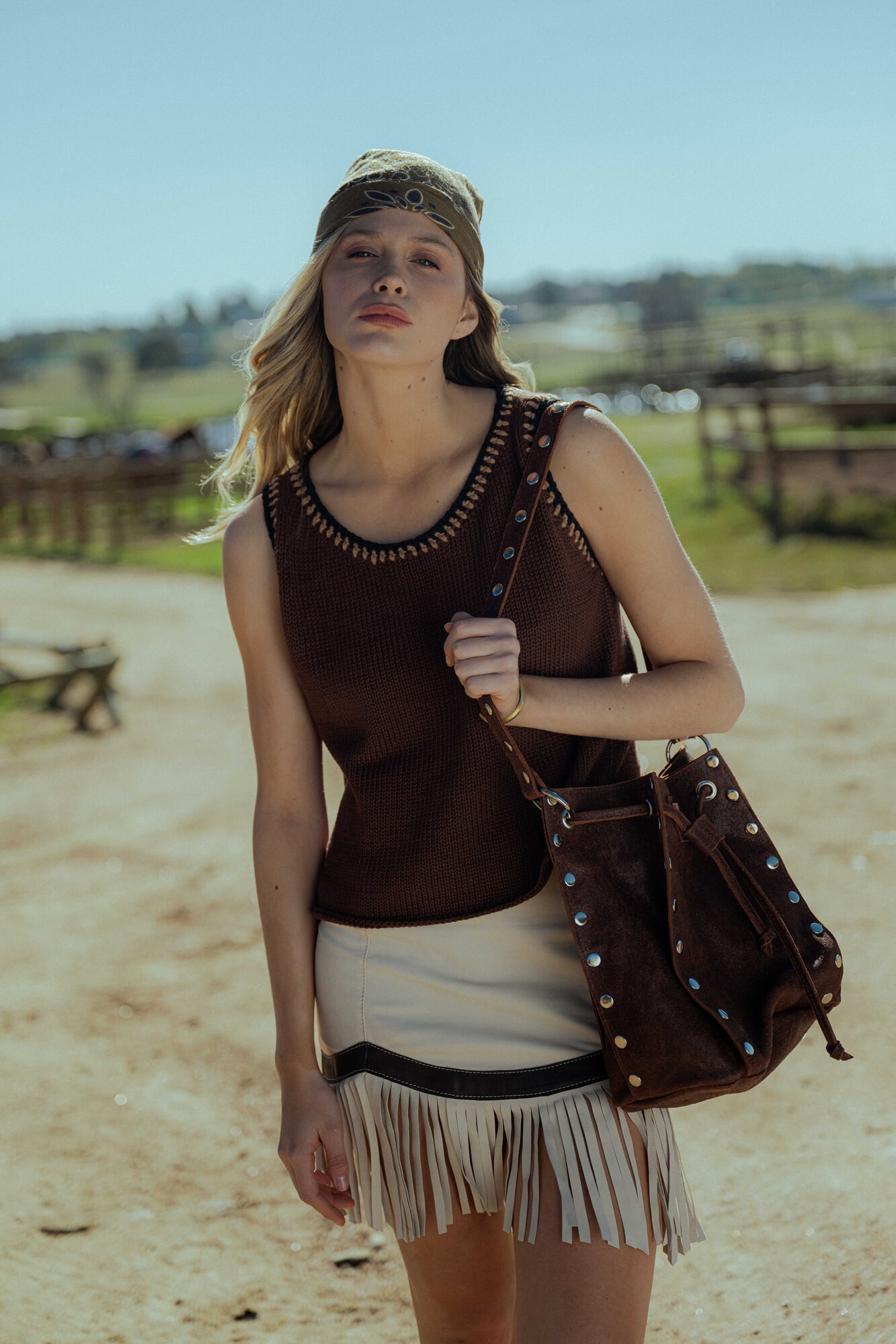 Falda Country leather skirt