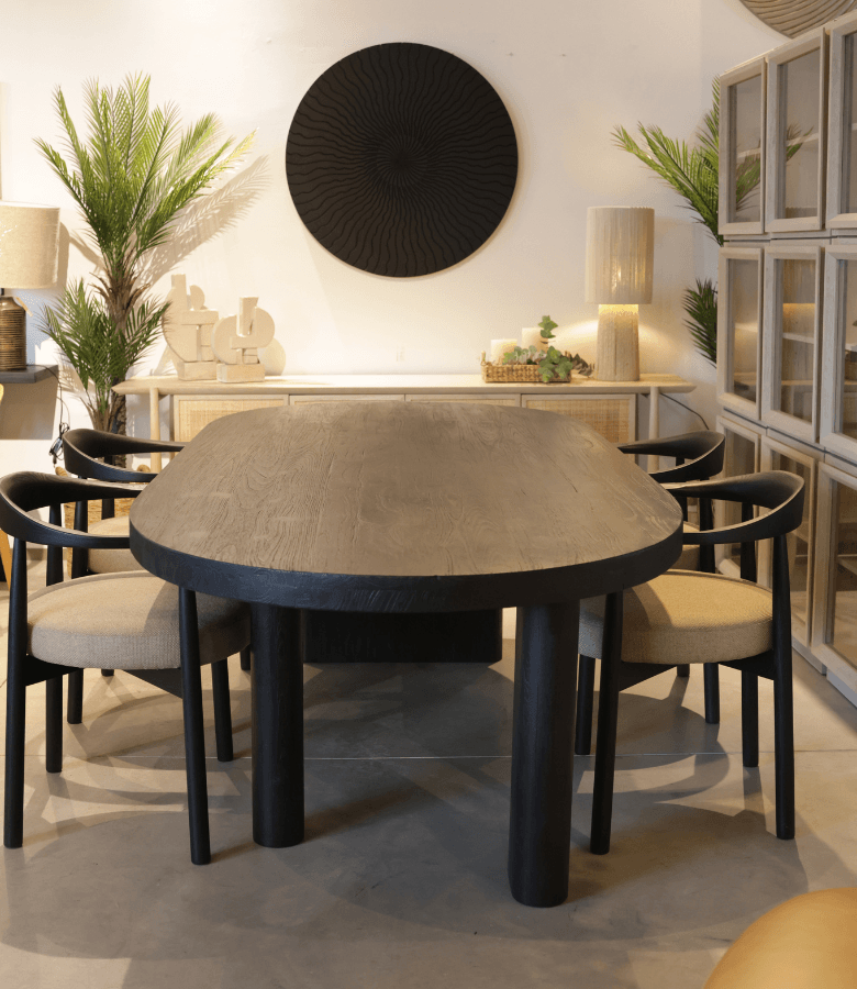 MESA COMEDOR OSIM OVAL TEKA NEGRA