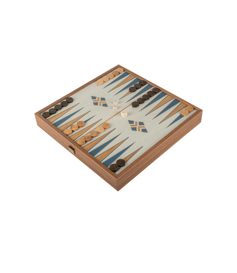 AJEDREZ BACKGAMMON MANO TURQUESA GDE 41X