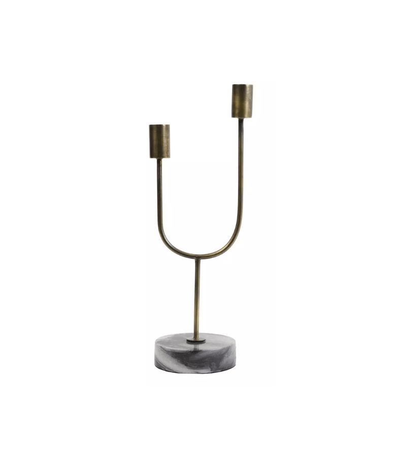 CANDELABRO 12X10X35 FLORIKE MARMOL /BRONCE