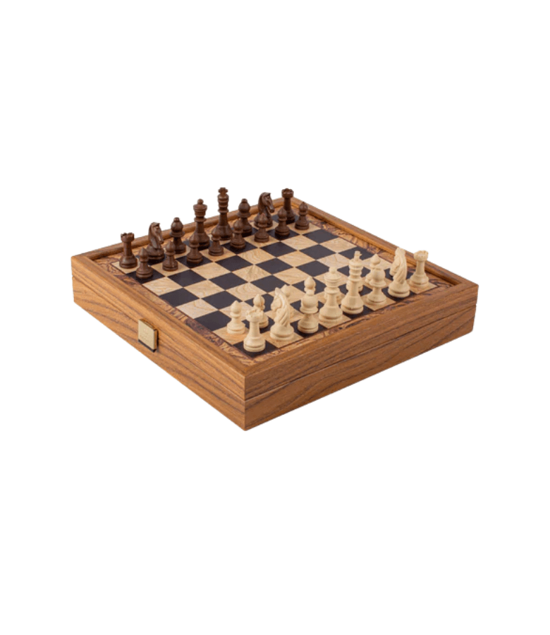 AJEDREZ BACKGAMMON MANO CHICO OLIVA 27X27CM