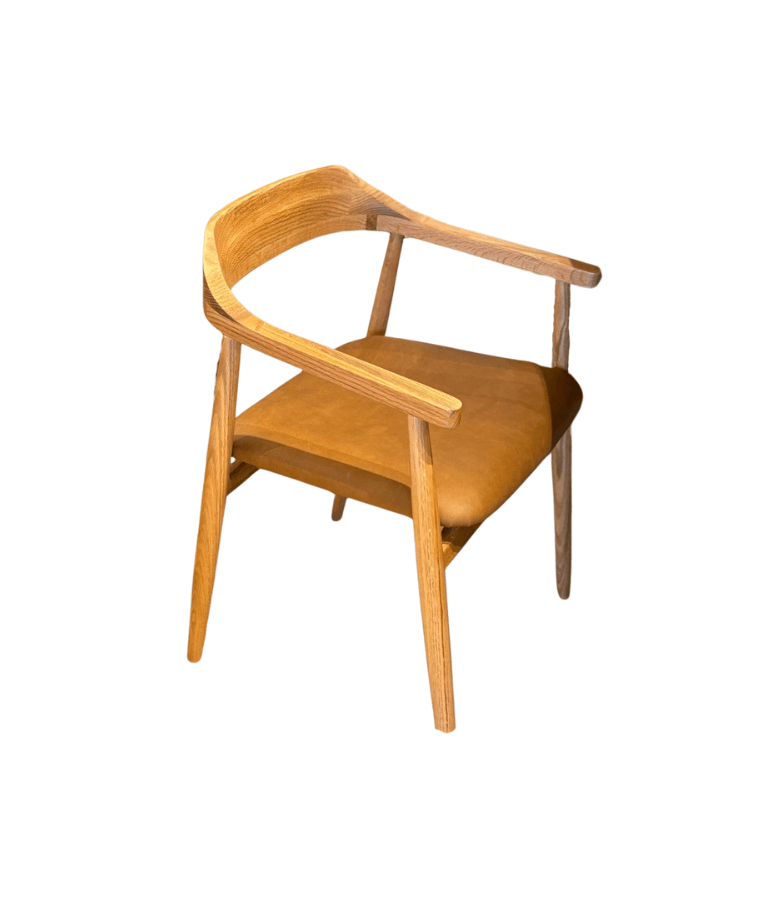SILLA HILARIA ROBLE Y CUERO CAMEL