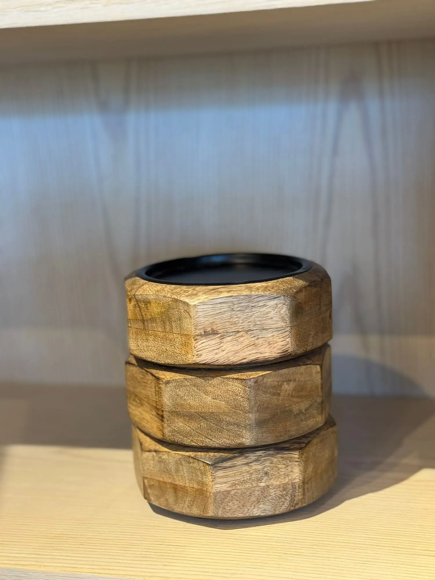 PORTA VELA TRIBAL MADERA MANGO NATURAL