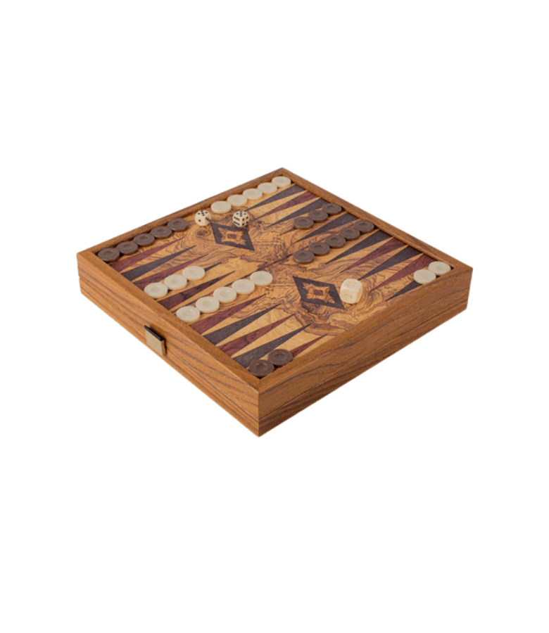AJEDREZ BACKGAMMON MANO CHICO OLIVA 27X27CM