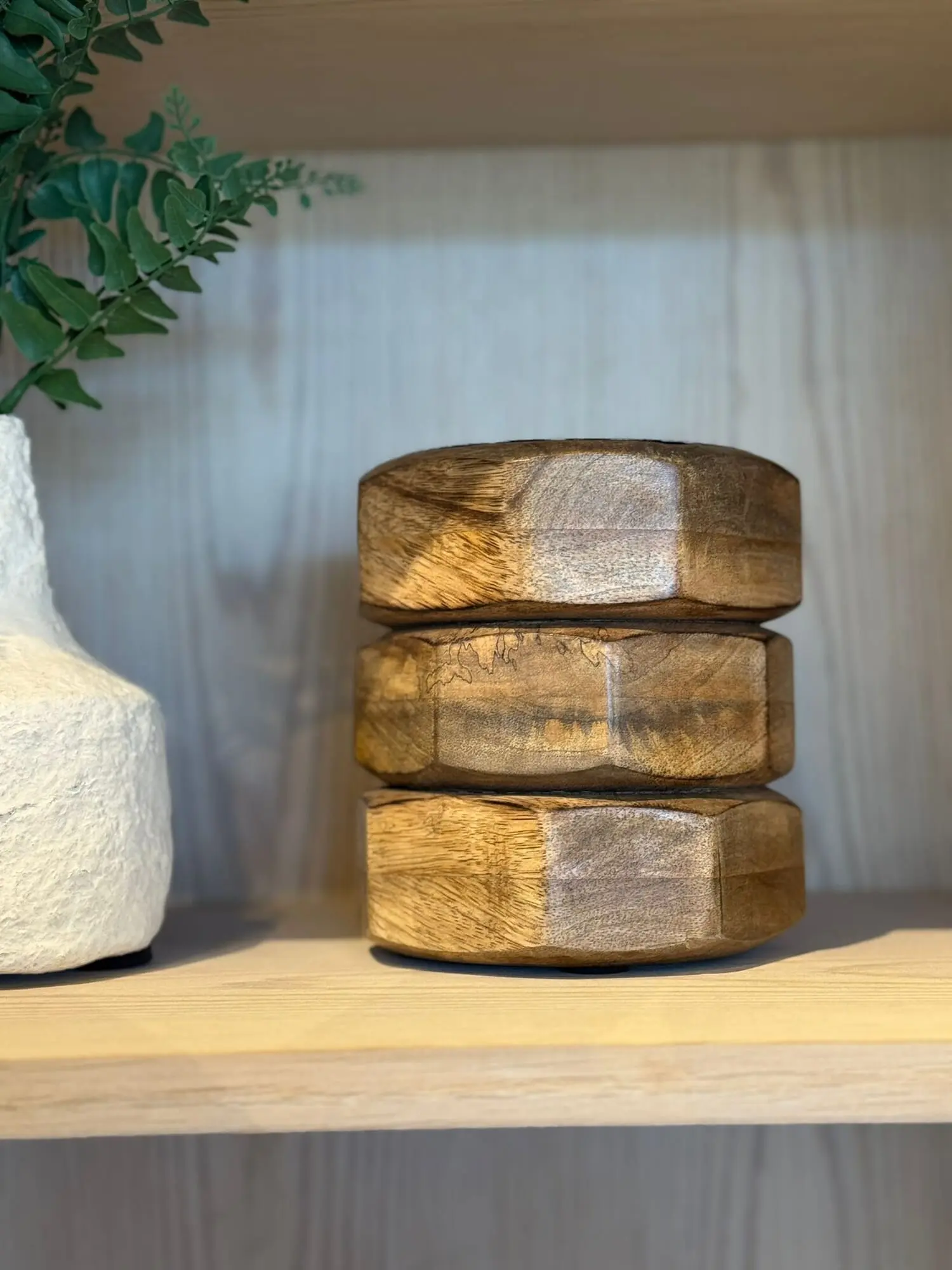 PORTA VELA TRIBAL MADERA MANGO NATURAL