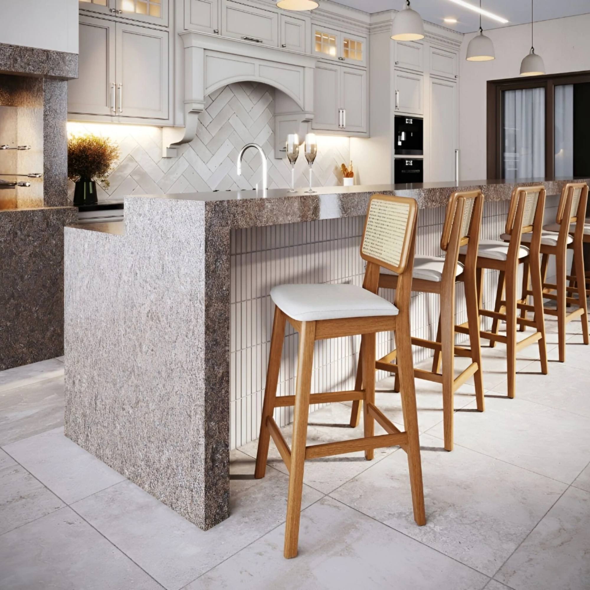 Banqueta Classic Línea Manhattan Ratan/Lino