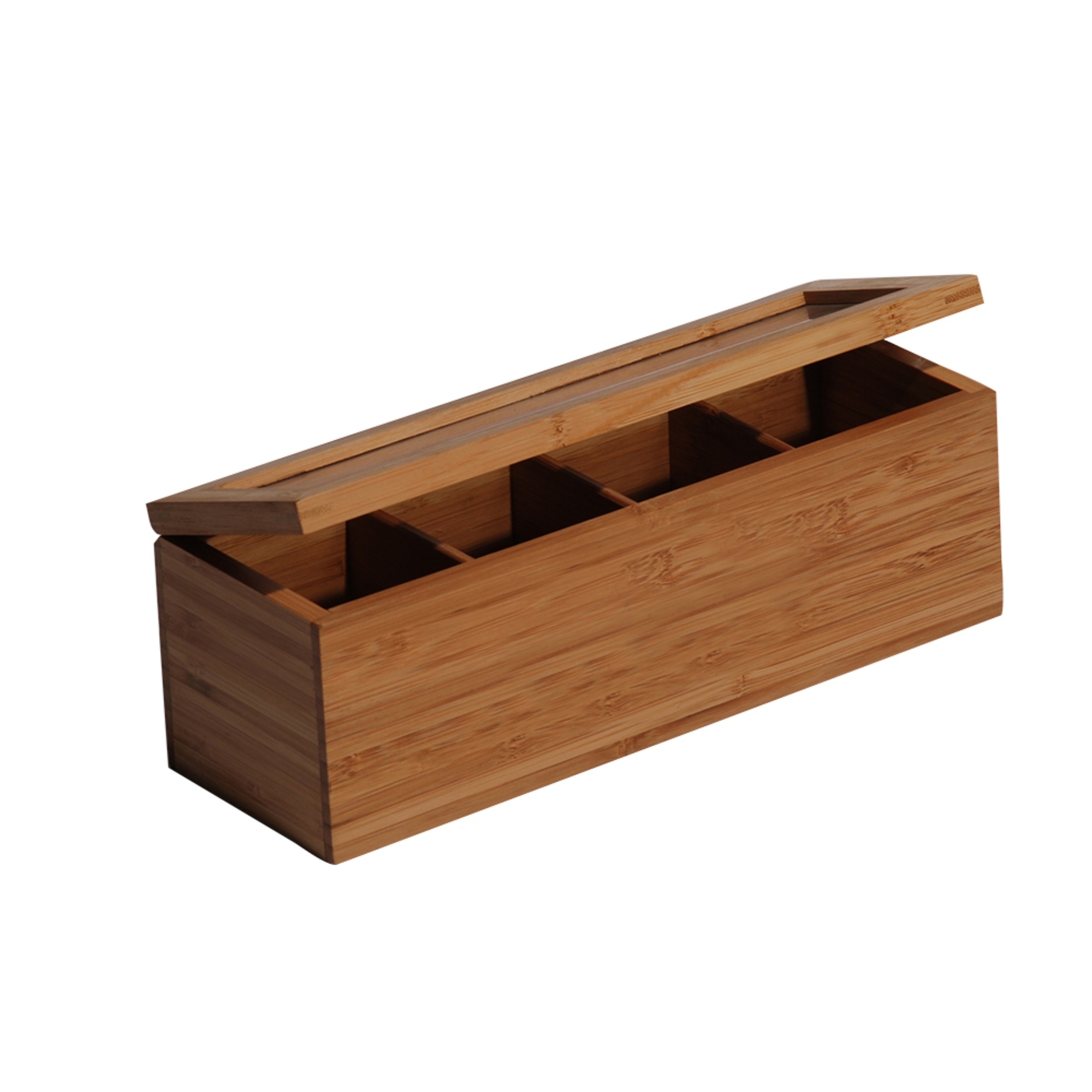 Caja para te c/tapa 4 divisiones bamboo