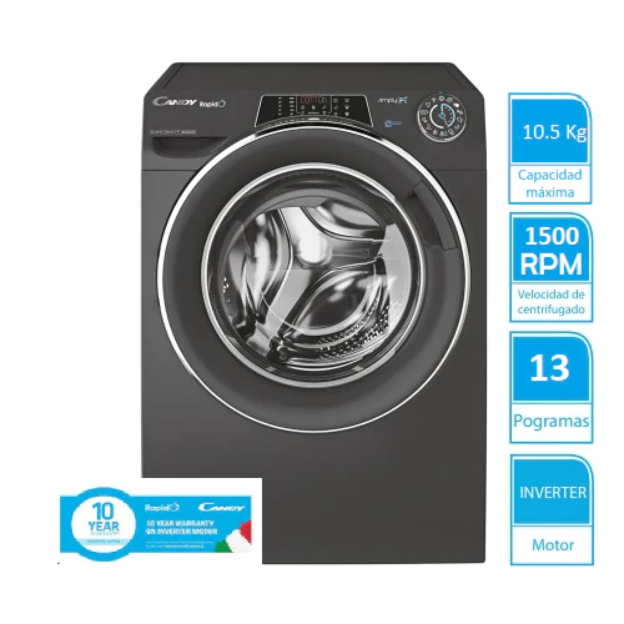 Lavarropas Candy 10.5 Kg inverter