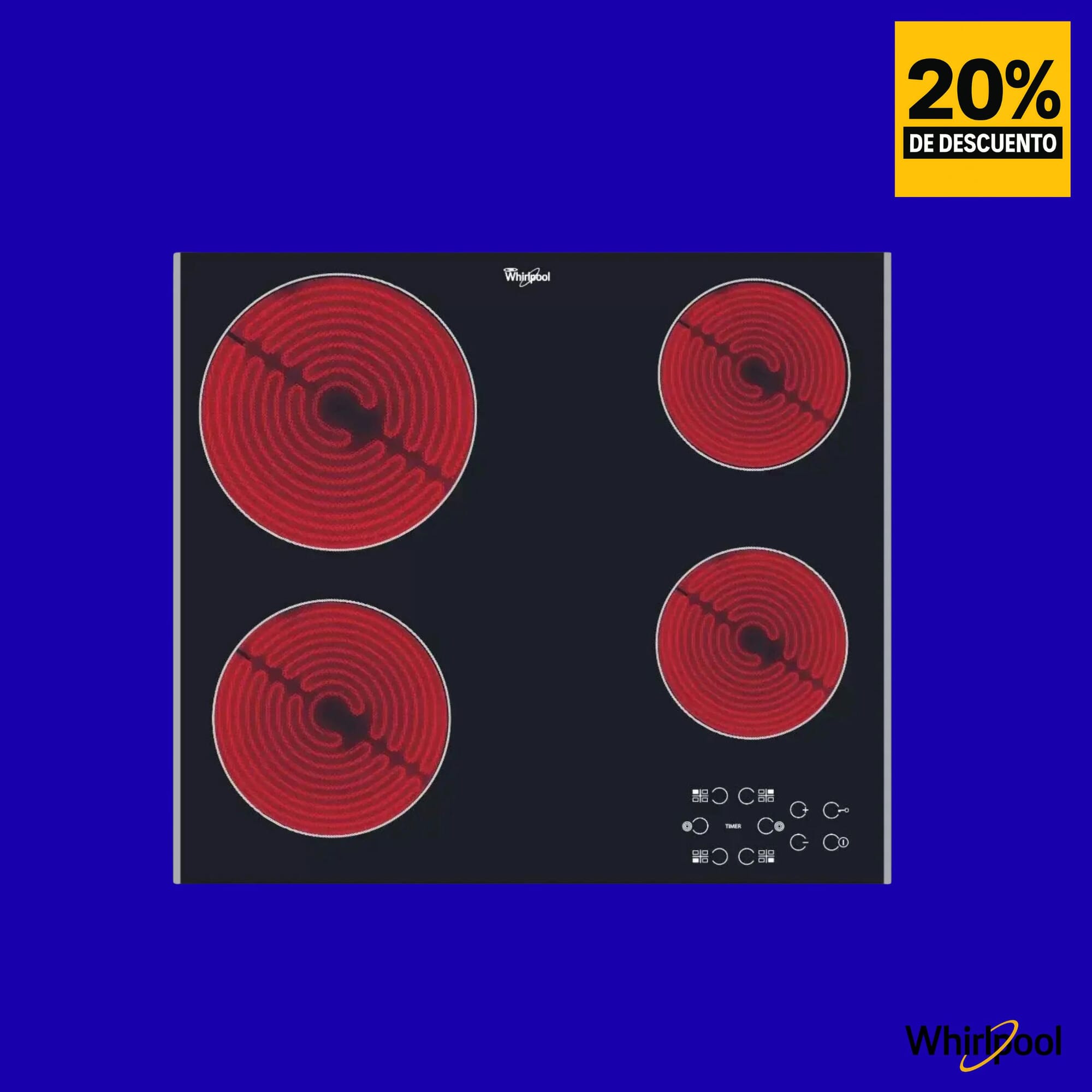 Anafe Whirlpool vitroceramica 4 zonas