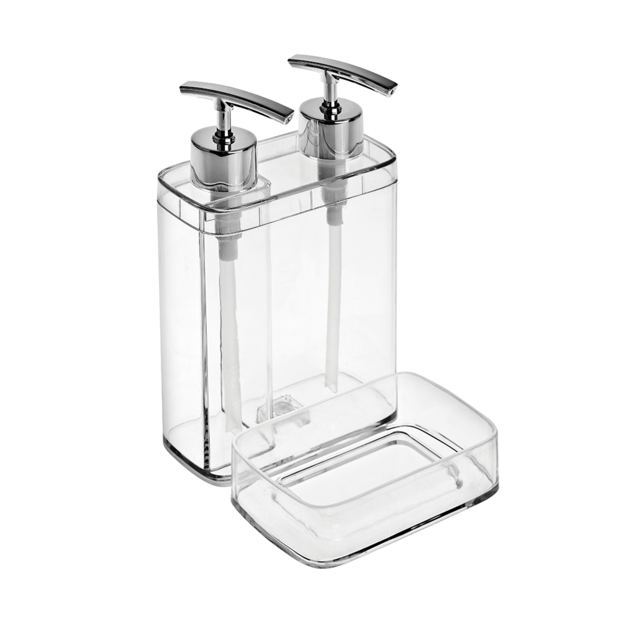 Dispensador c/division jabon/deter 13 x 14 x 22 transparente