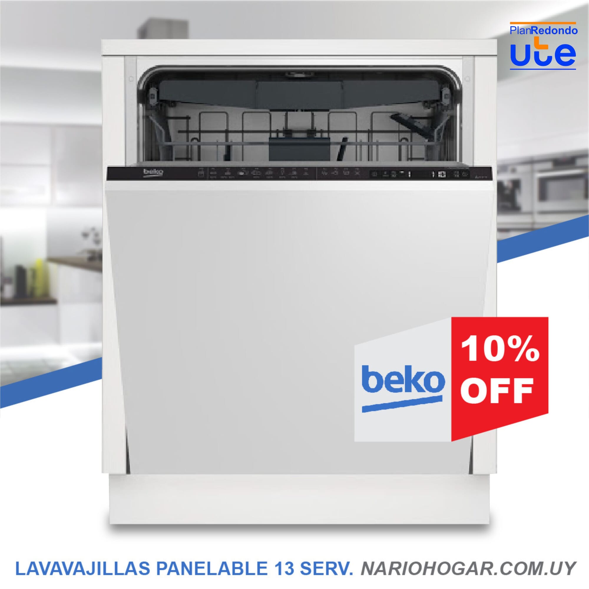 Lavavajillas panelable Beko 13 servicios