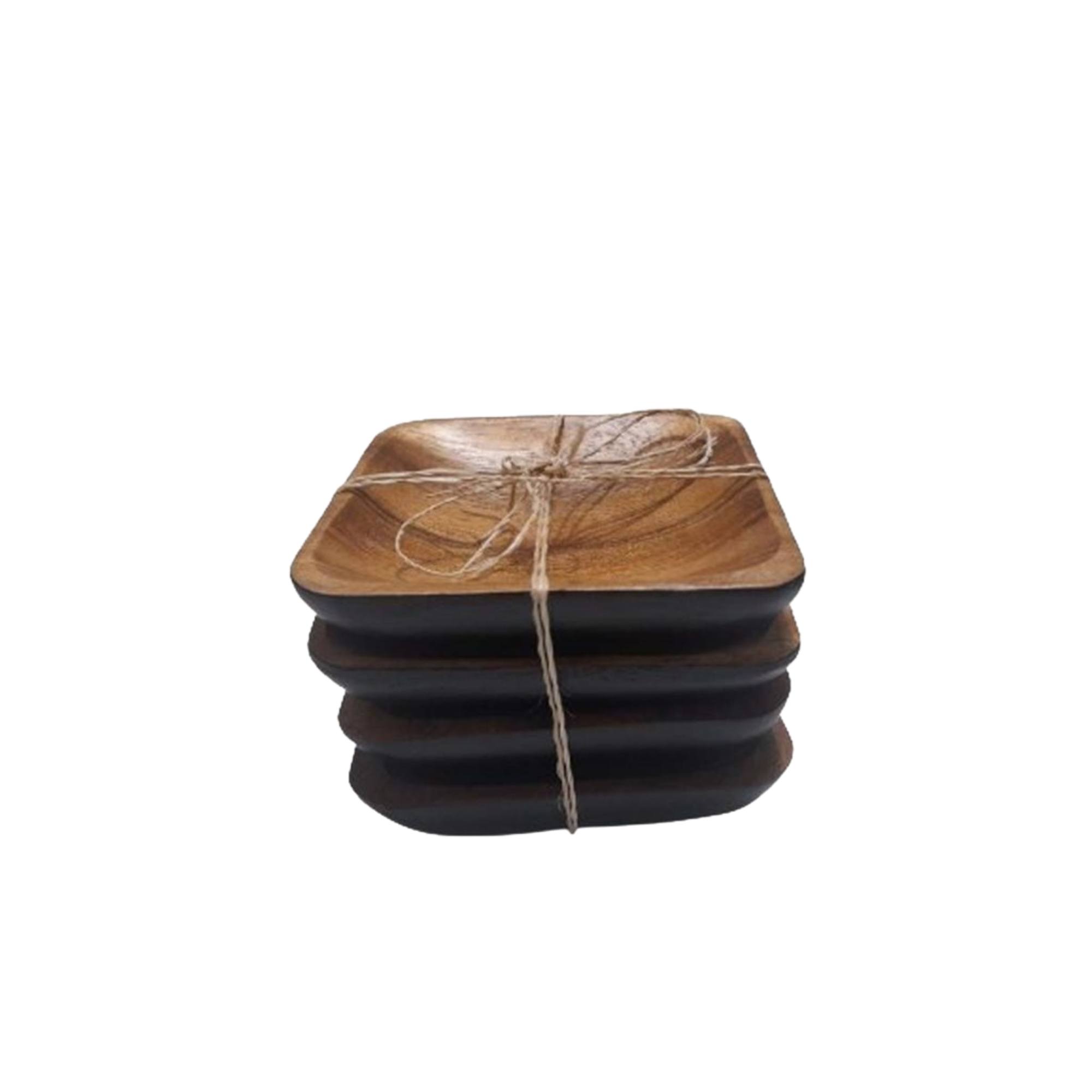 Set 4 copetineros cuadrados madera acacia