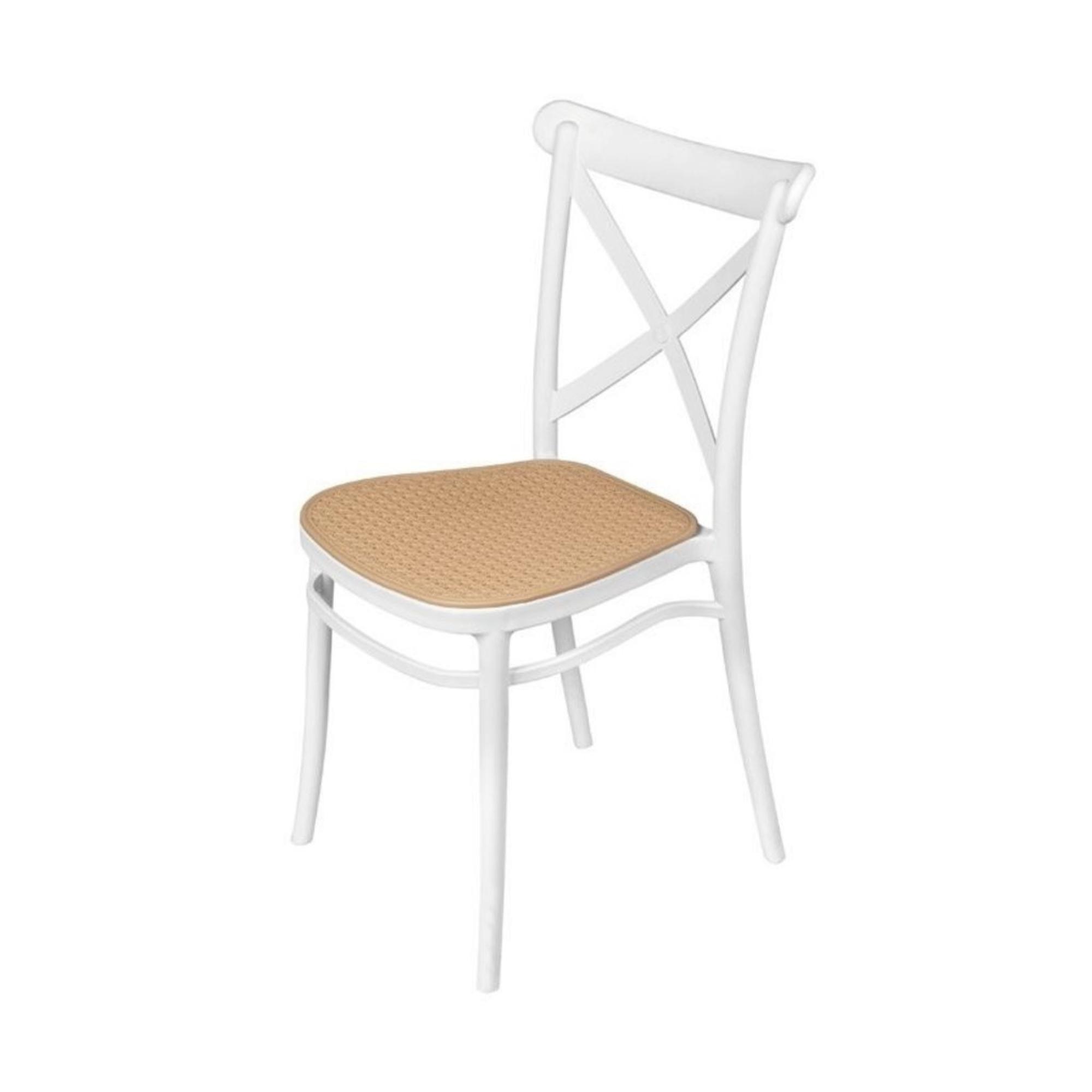 Silla plast simil rattan blanco/beige