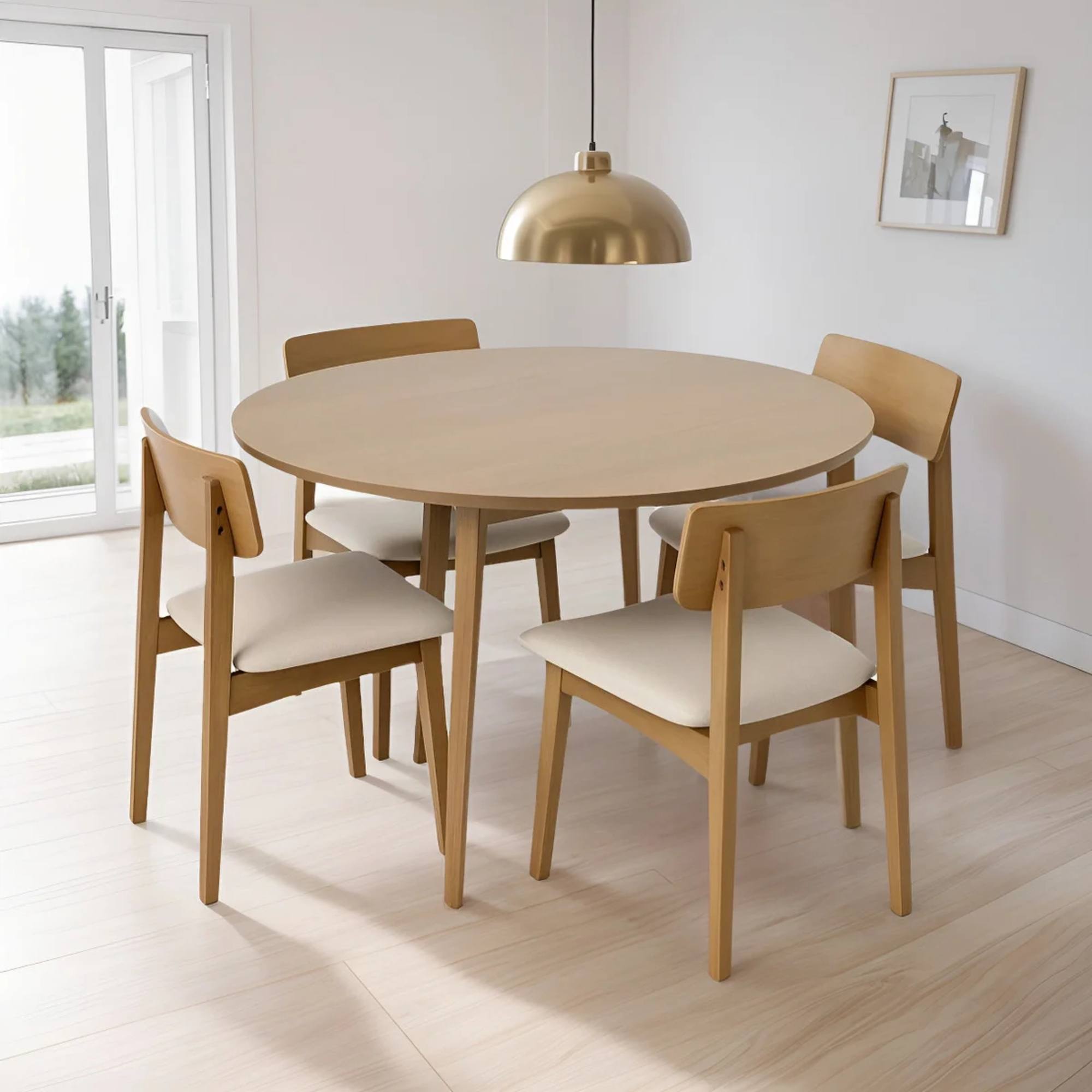 Juego de comedor Marruecos 4 sillas redondo