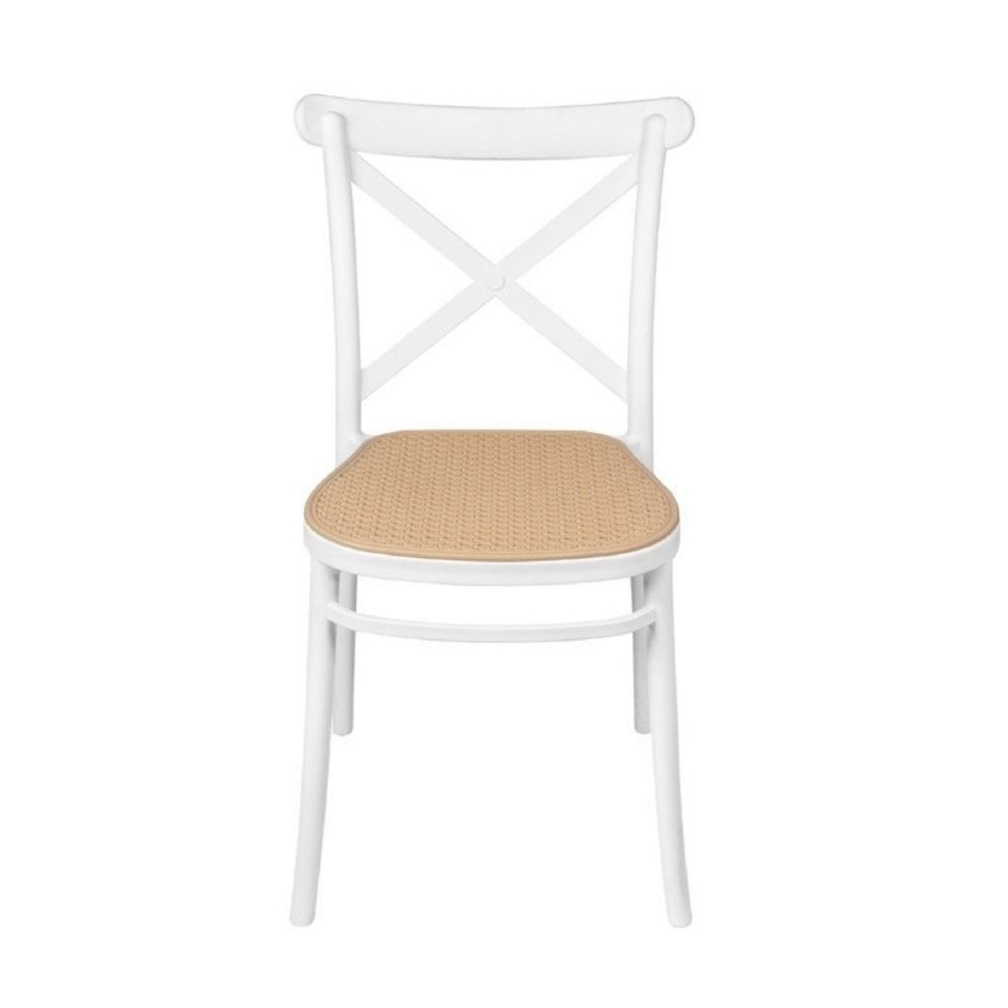 Silla plast simil rattan blanco/beige