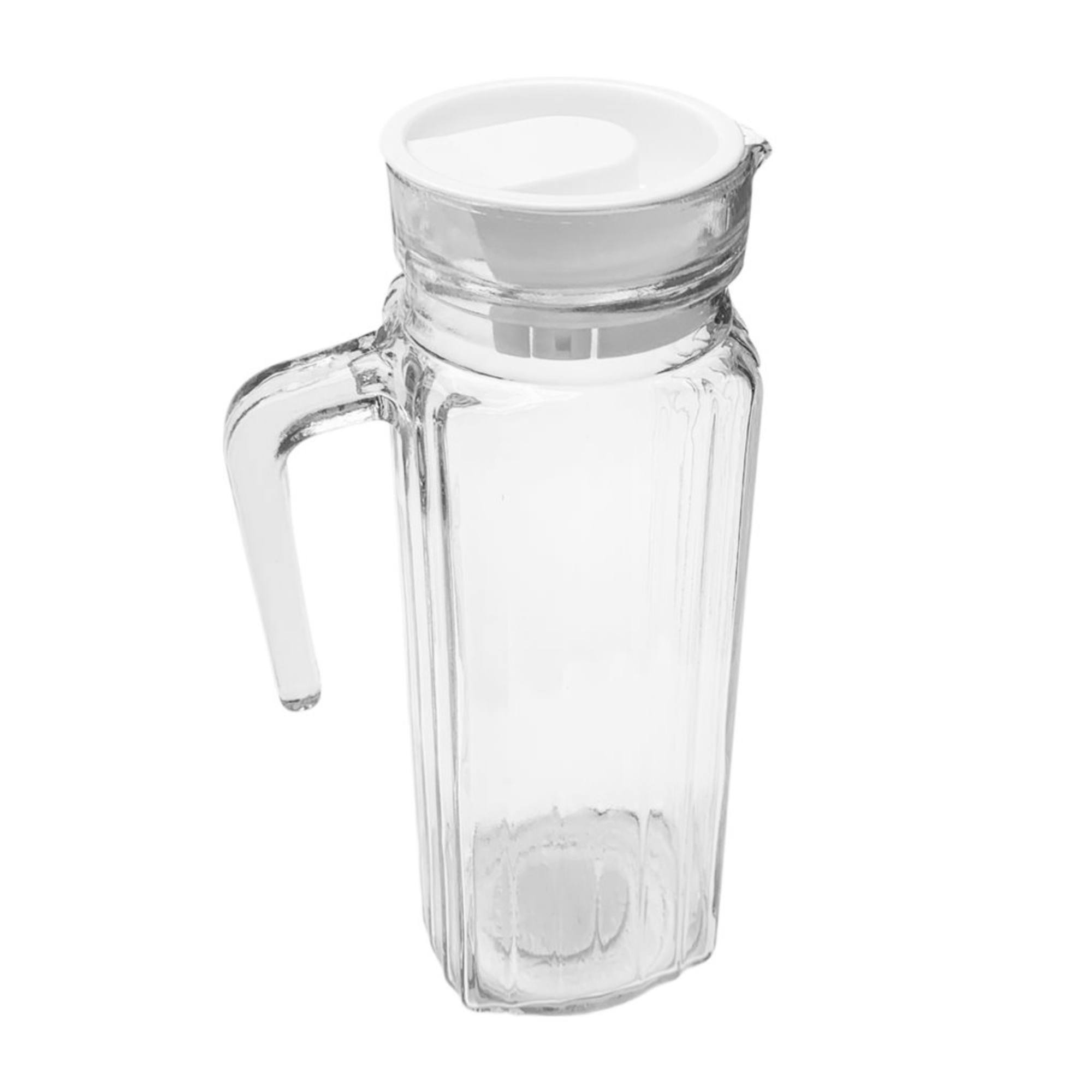 Jarra vidrio labrado tapa plástica 1000 ml