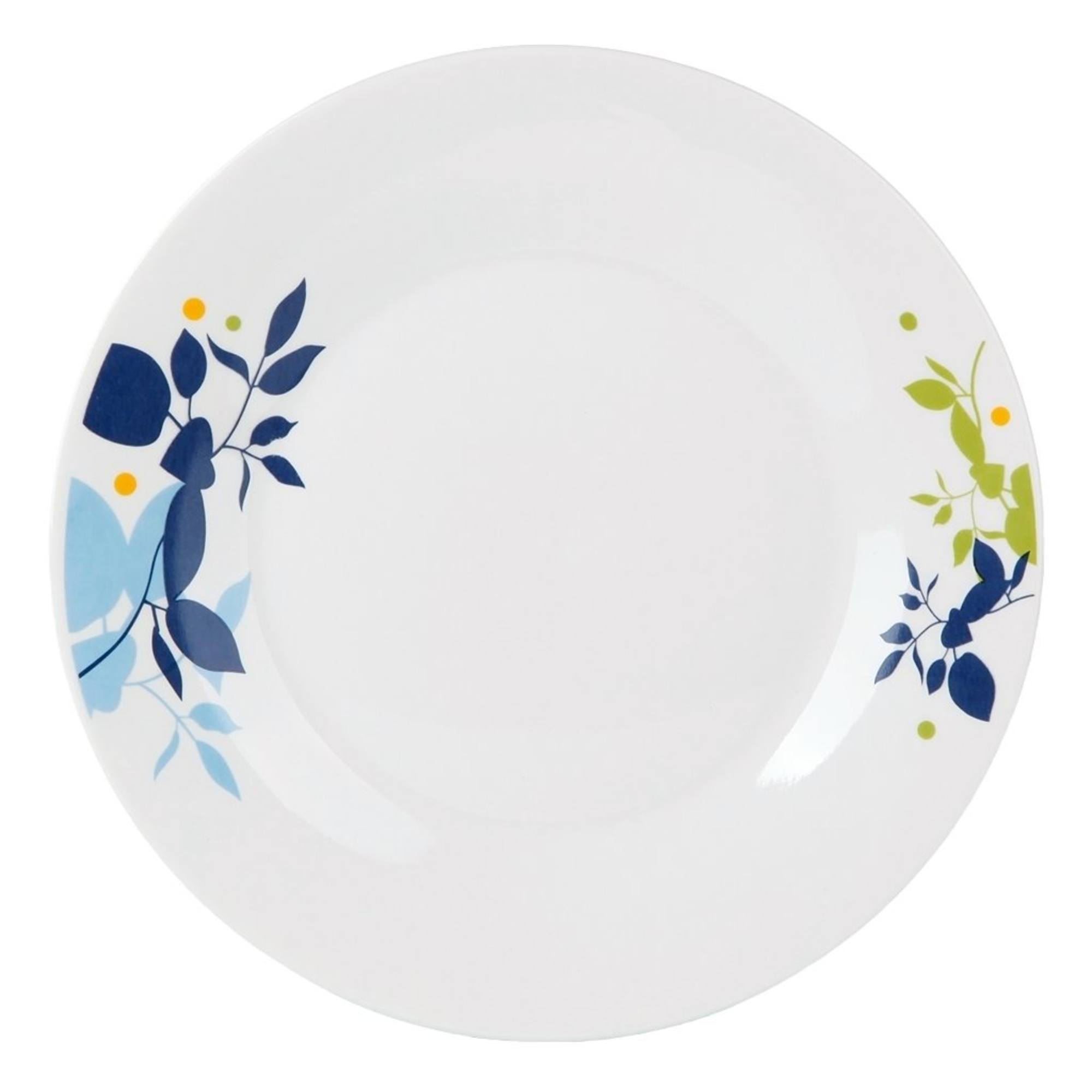 Plato llano 23 cm ramitas azul/celeste/verde