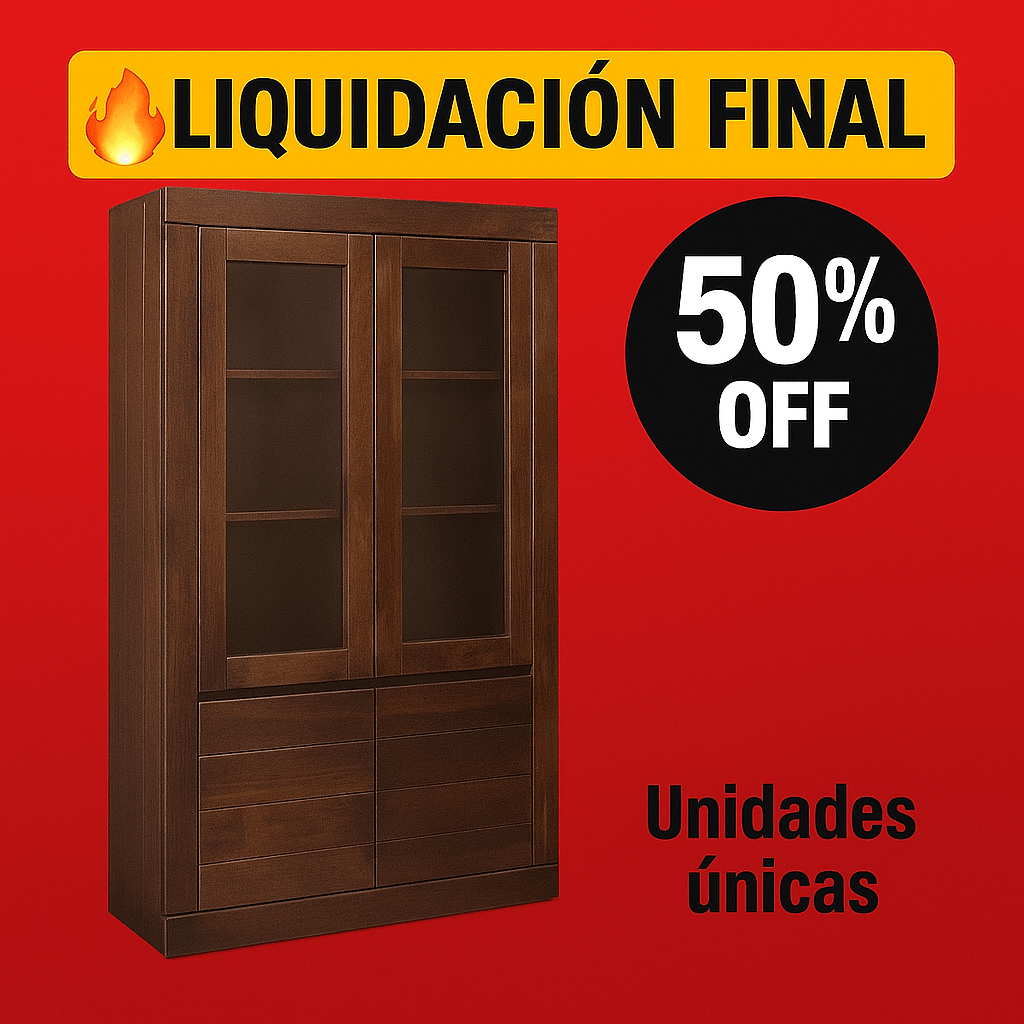 Cristalero 4 Puertas Canela