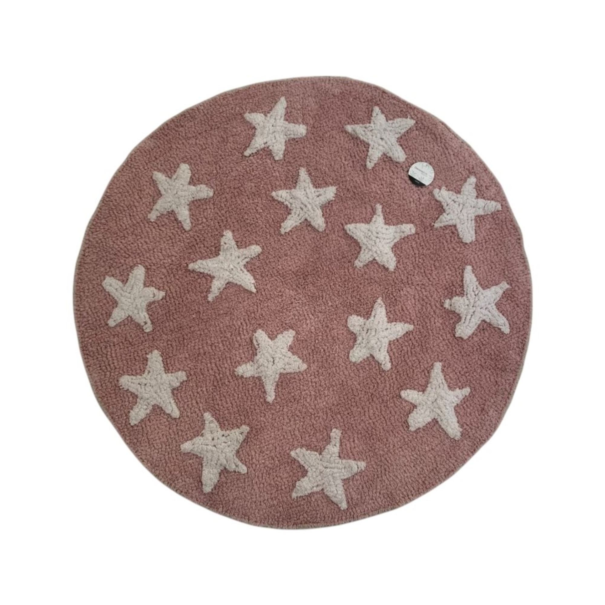 Alfombra redonda pop 100 cm rosa estrellas
