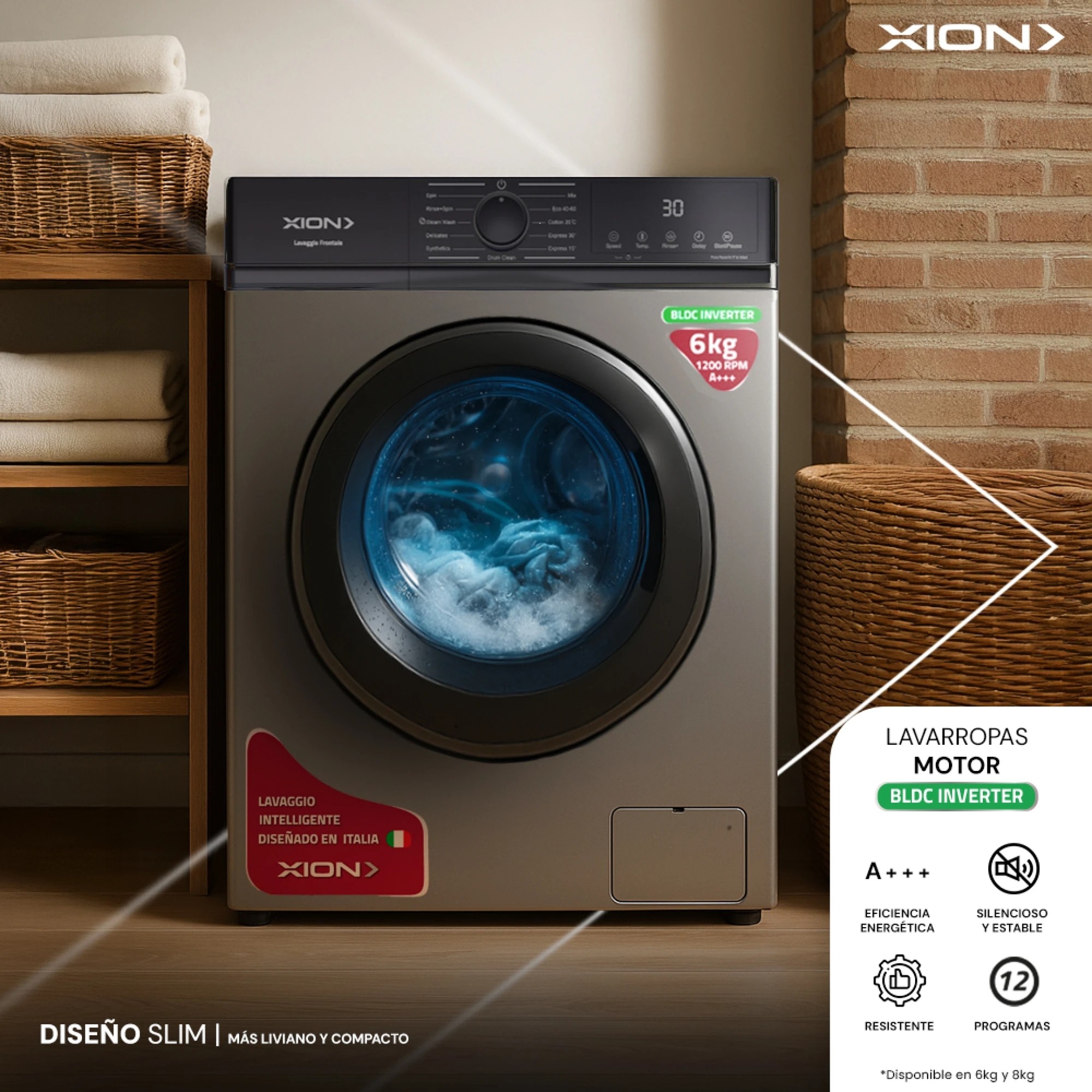 Lavarropas Xion 6 Kg inverter