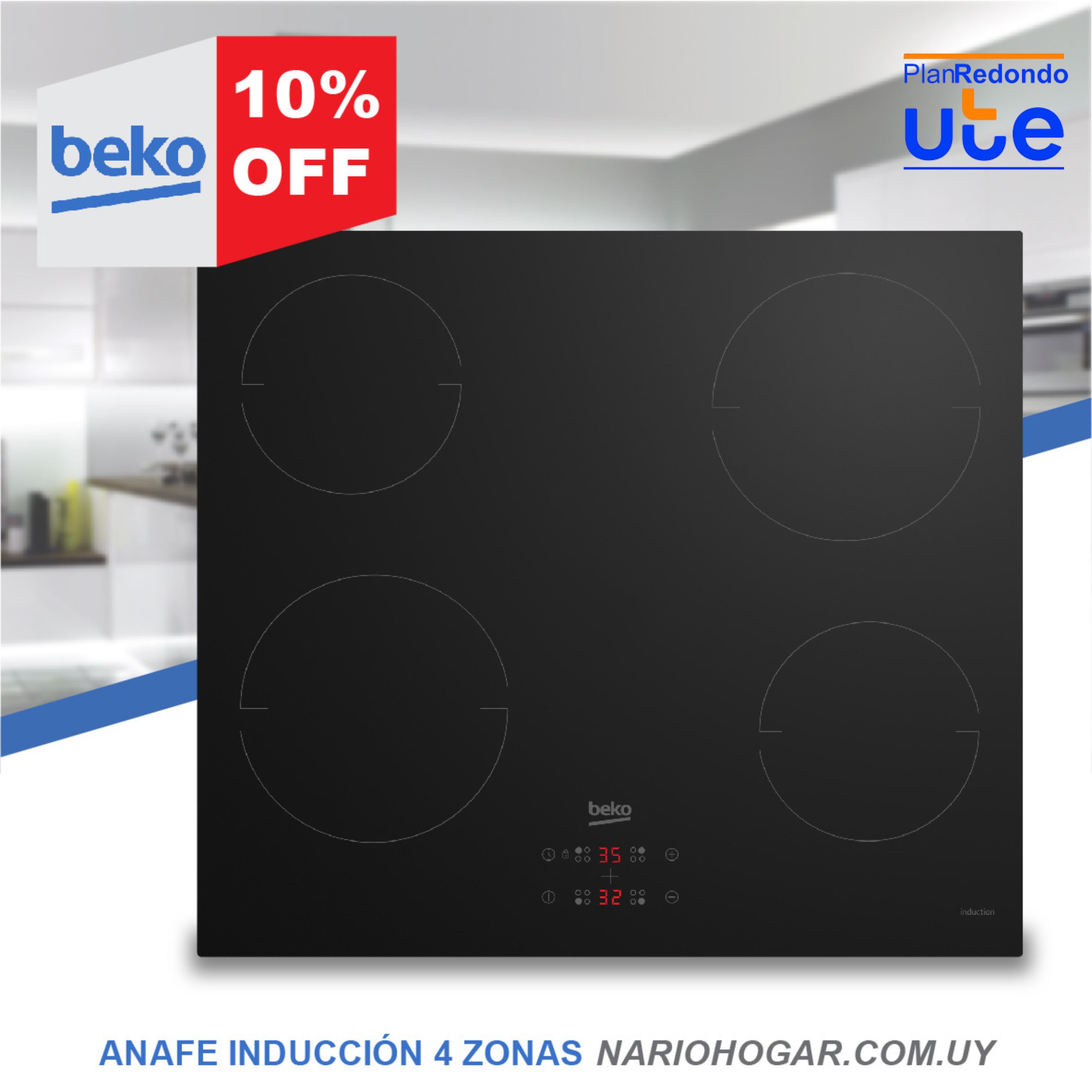 Anafe de inducción Beko 4 zonas