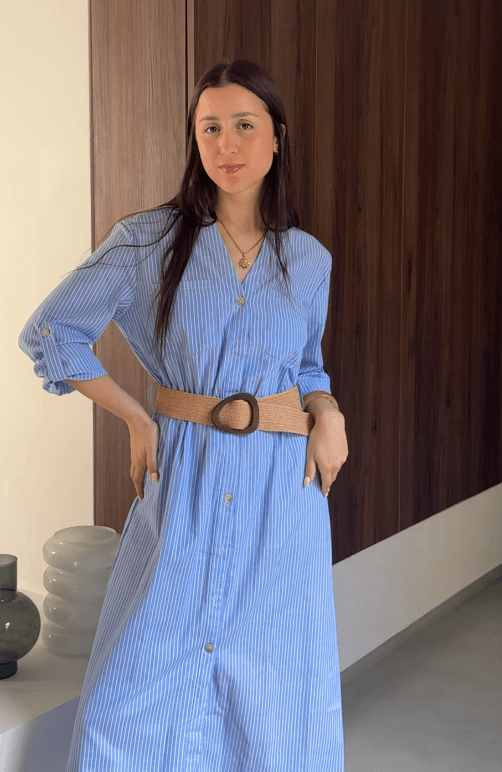 Vestido camisero rayado