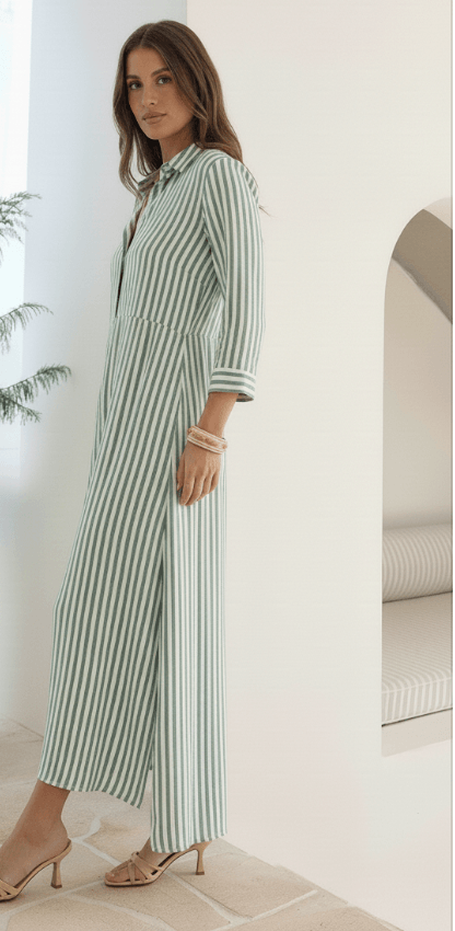 Vestido Camisero Rayado