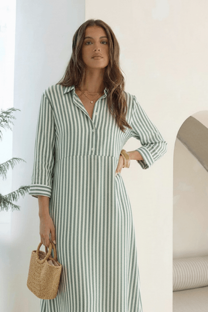 Vestido Camisero Rayado